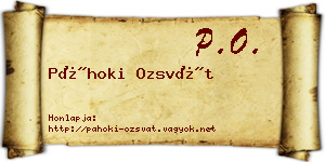 Páhoki Ozsvát névjegykártya